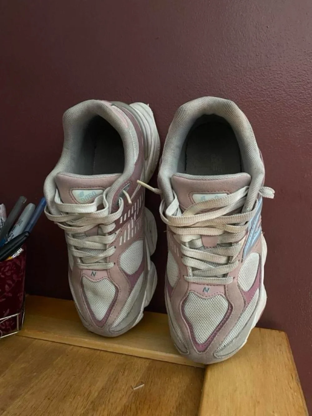 New Balance Women's Pink & Cream Chunky Sneakers